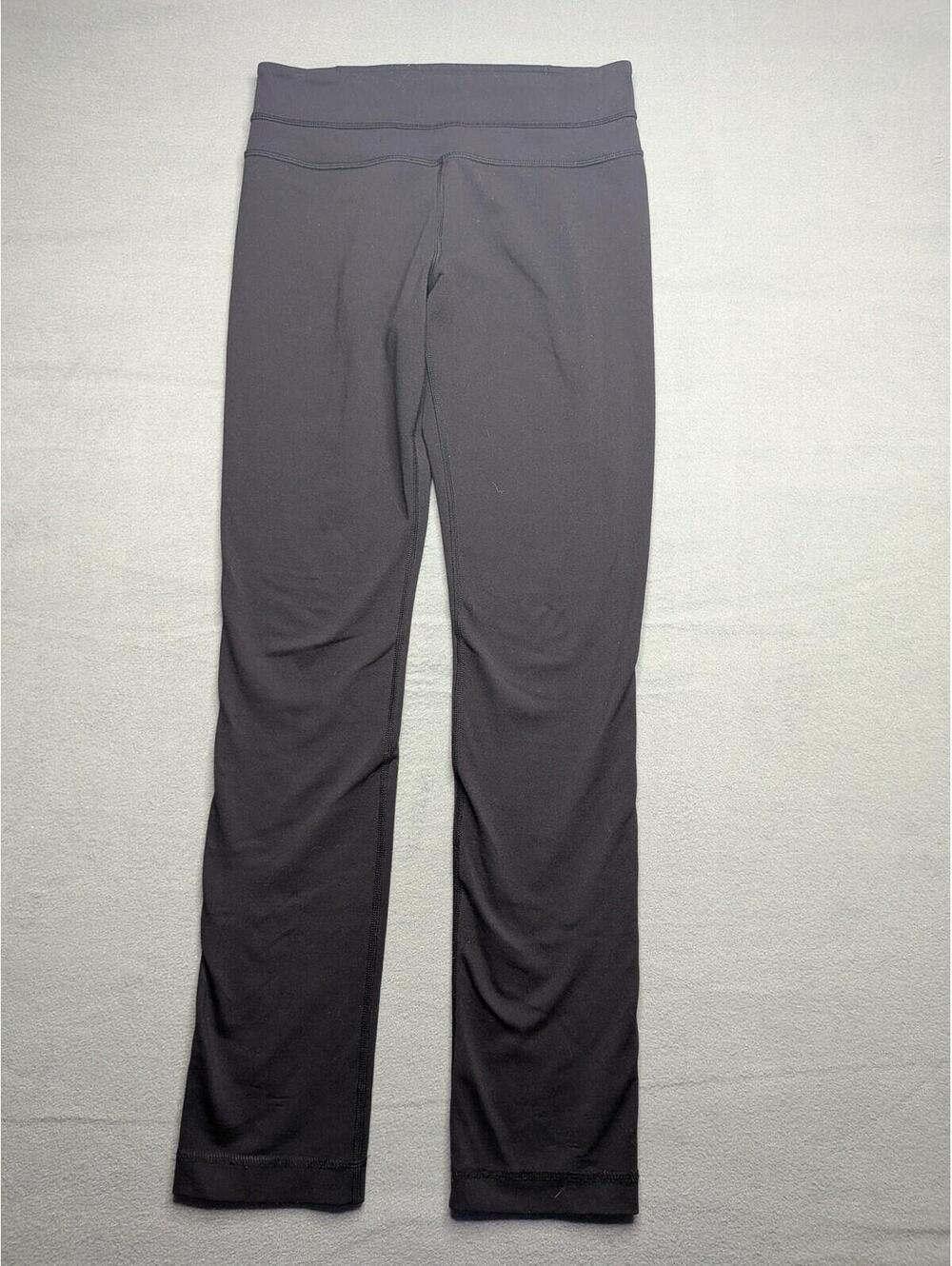 Lululemon Pants Womens 4 Black Straight Leg Ankle Elastic Waist Yoga Gym Workout